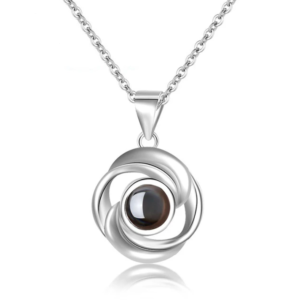 Gepersonaliseerde Ronde Zilverkleurige Fotoprojectie Ketting