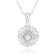 Zilverkleurige Fotoprojectie Bloem Ketting