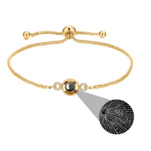 Ronde Fotoprojectie Armband Goudkleurig